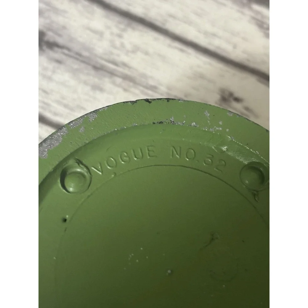 Vintage Green Cast Iron Flower Frog Cage Spikes Floral 3.5